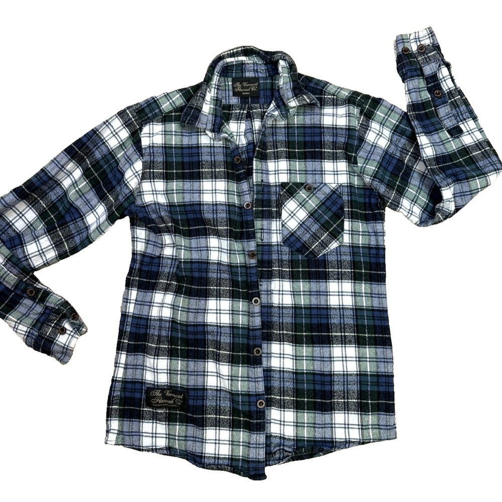 Vermont Flannel Co Shirt Campbell Plaid Cotton Cozy Handcrafted Cabin Rugged S